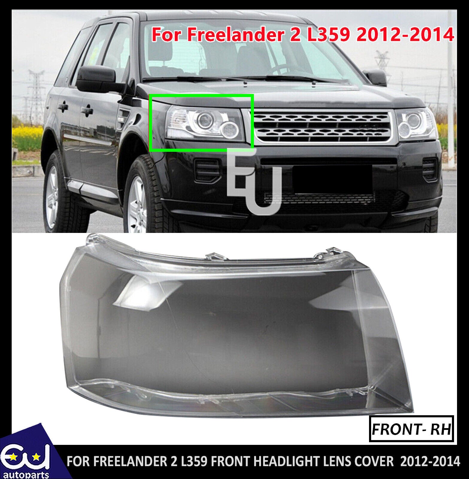 RIGHT HEADLIGHT LAMPSHADE LAMP SHELL LENS COVER FOR FREELANDER 2 L359 2012-2014