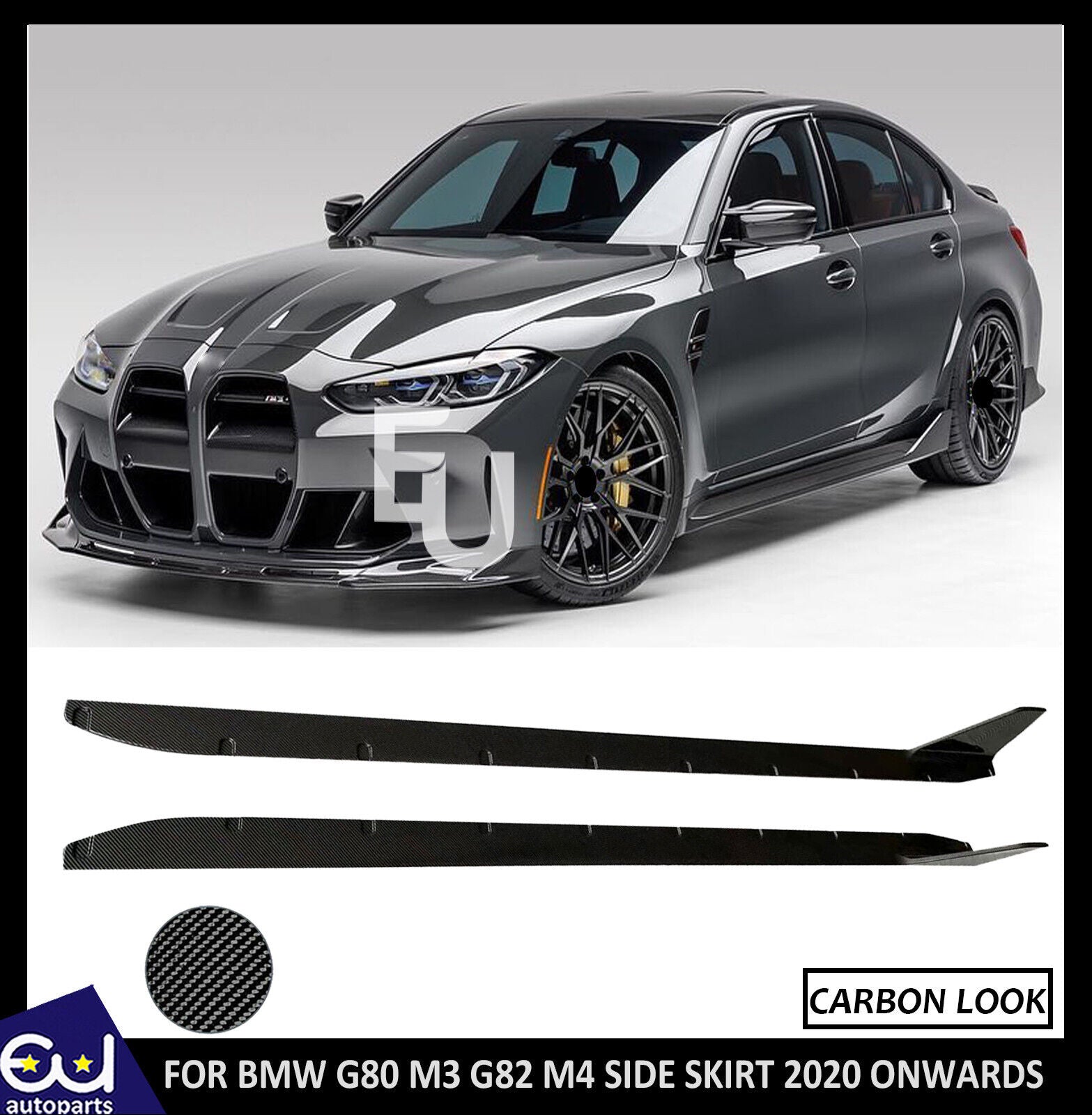 FOR BMW G80 M3 G82 G83 M4 MP STYLE SIDE SKIRT EXTENTION LIP CARBON LOOK 2020+