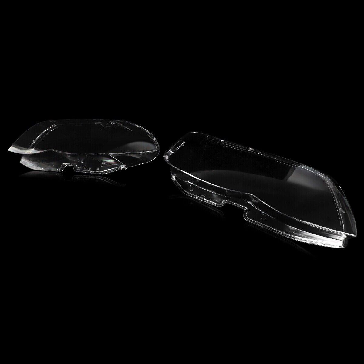 FOR BMW X5 E53 LCI 2004-2006 PAIR SIDE HEADLIGHT LENS COVER HEADLAMP SHELL