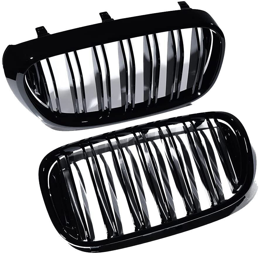 FOR BMW 7 SERIES 15-19 G11 G12 KIDNEY TWIN GRILL GRILLE GLOSS BLACK DUAL LINE