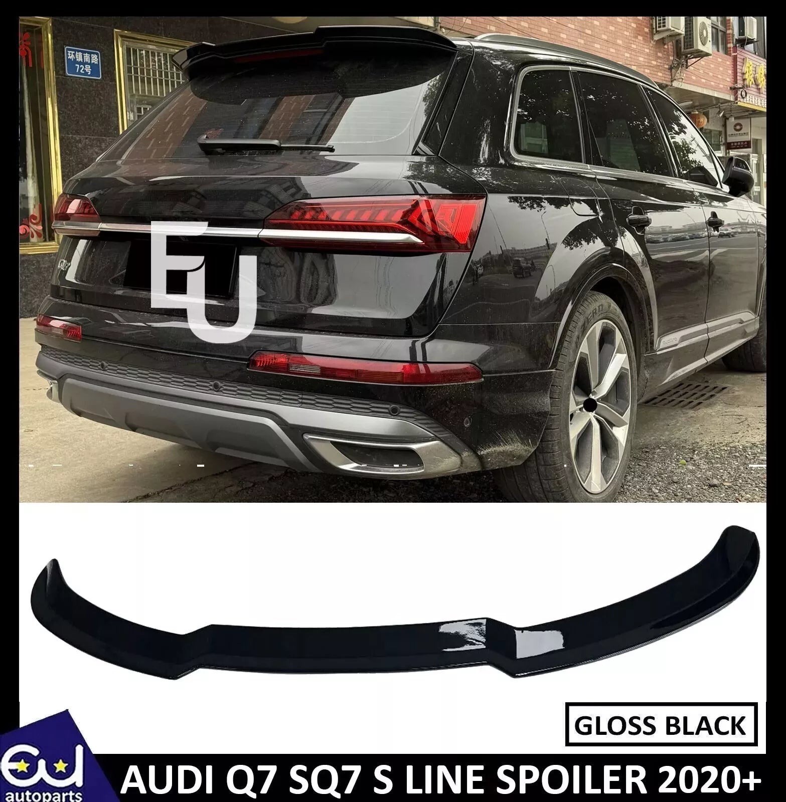 REAR ROOF BOOT WING SPOILER LIP GLOSS BLACK FOR AUDI Q7 SQ7 S LINE 4M 2020+