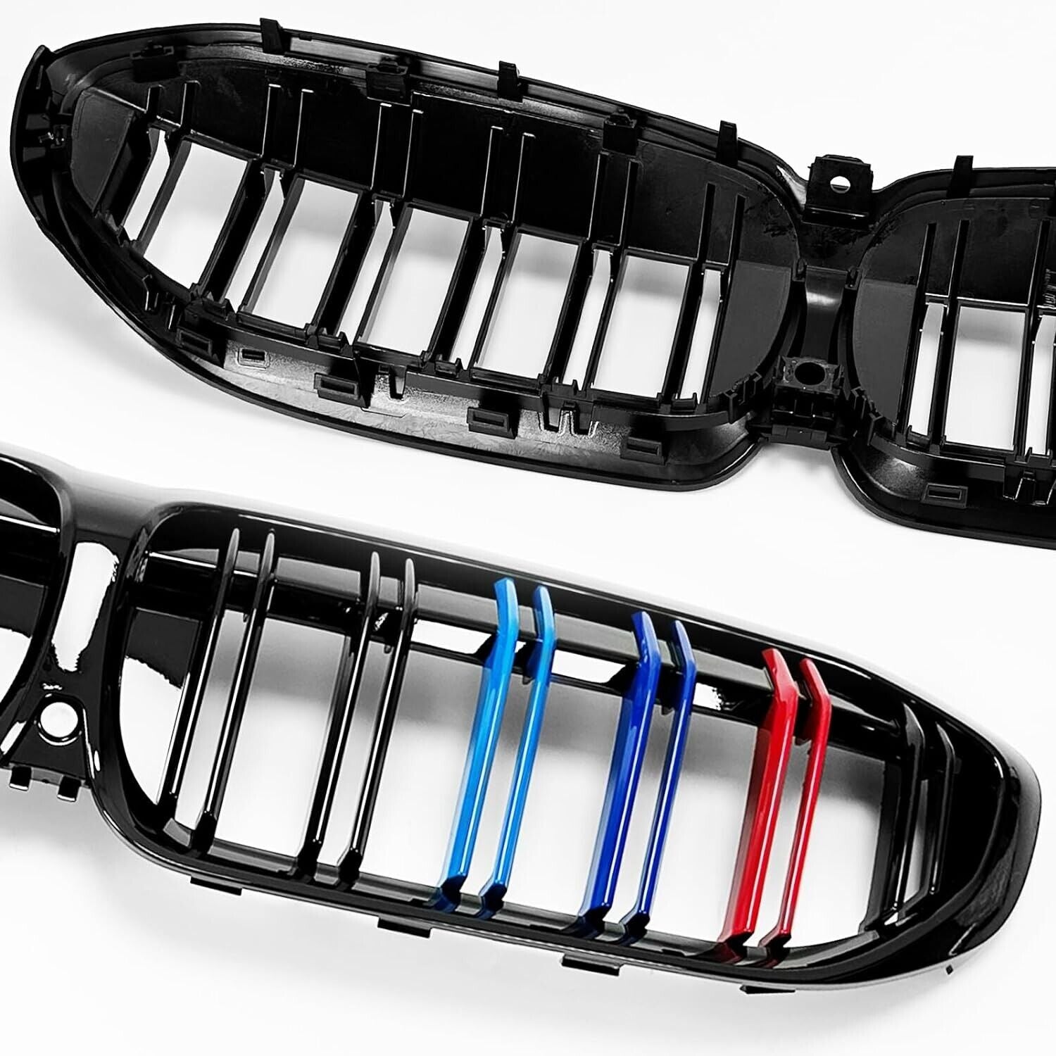 FOR BMW 3 SERIES G20 G21 M COLOR KIDNEY GRILLE GRILL DUAL SLAT GLOSS BLACK 2019+