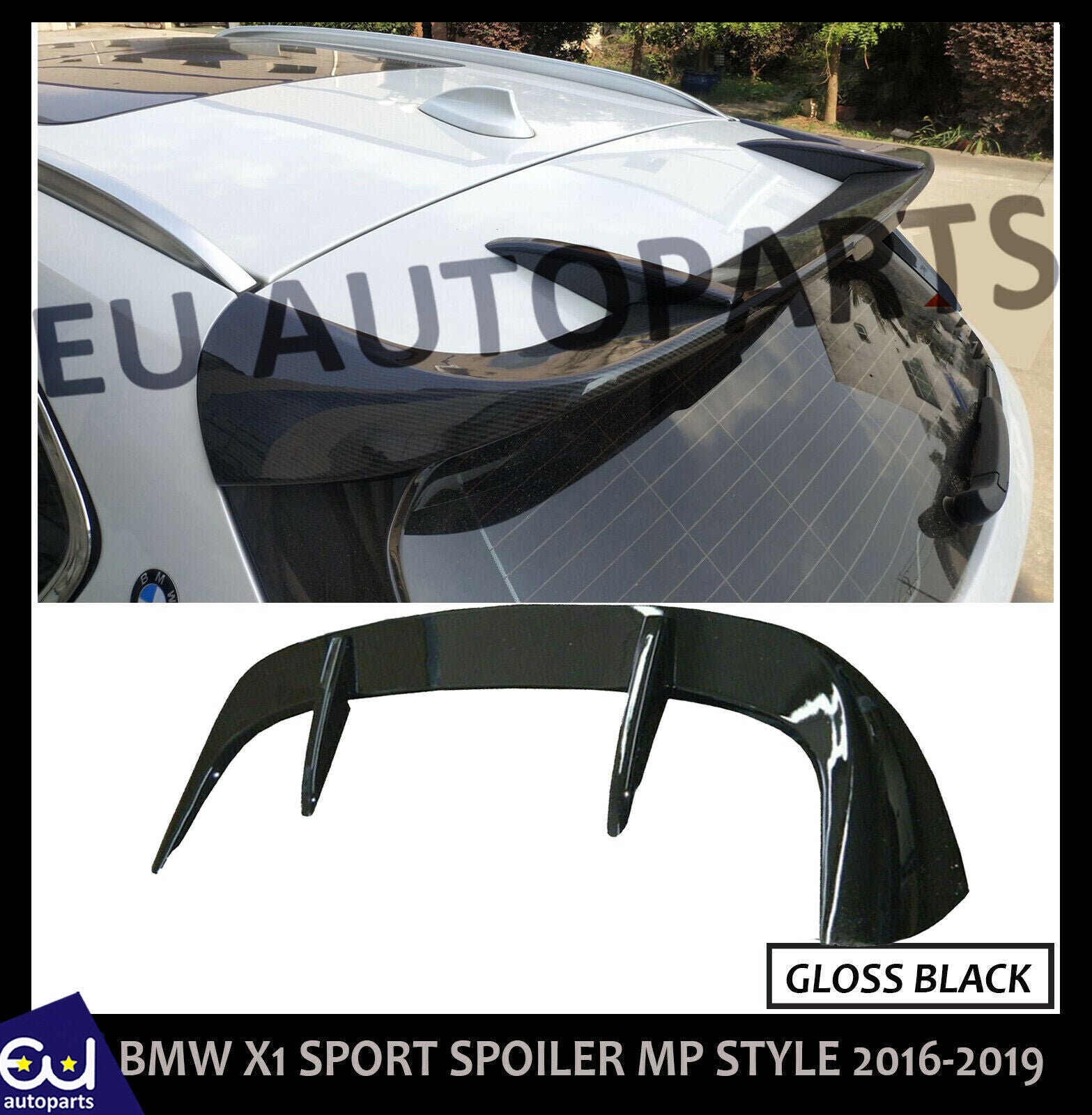FOR BMW X1 F48 MP REAR ROOF SPOILER SPORTS LIP GLOSS BLACK 16-19 OEM FOR ABS
