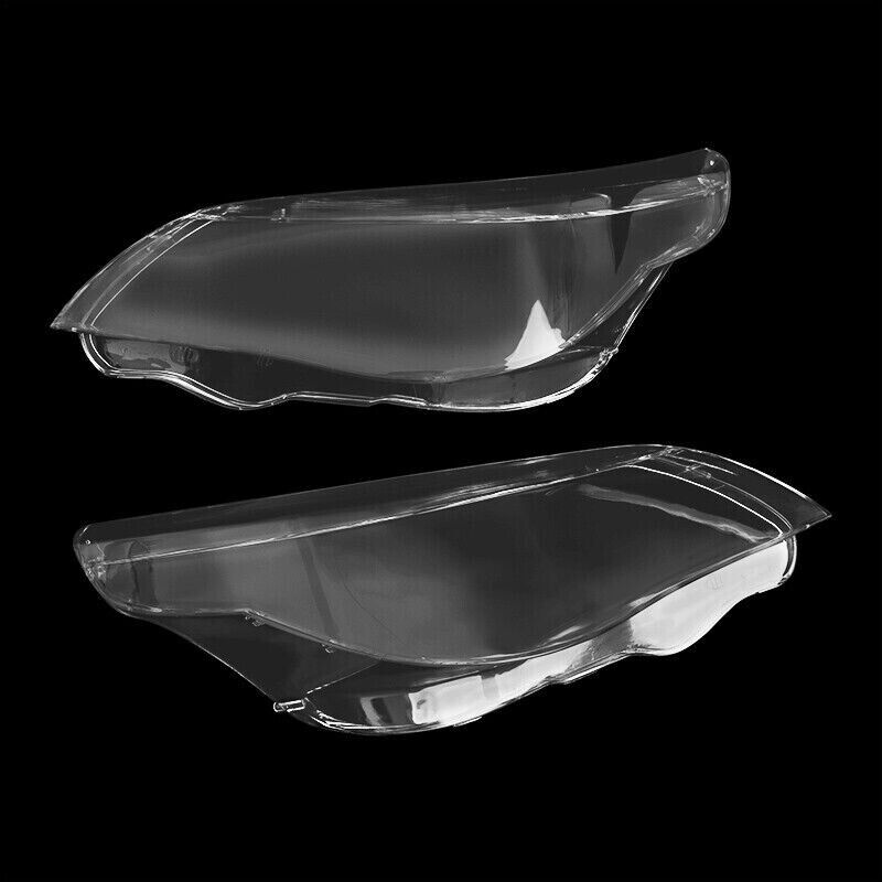 PAIR LEFT & RIGHT HEADLIGHT LENS COVER HEADLAMP SHELL FOR BMW 5 SERIES E60 E61