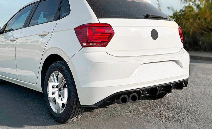 FOR VW POLO MK6 GTI STYLE REAR BUMPER DIFFUSER LIP SPOILER GLOSS BLACK 2017-2021