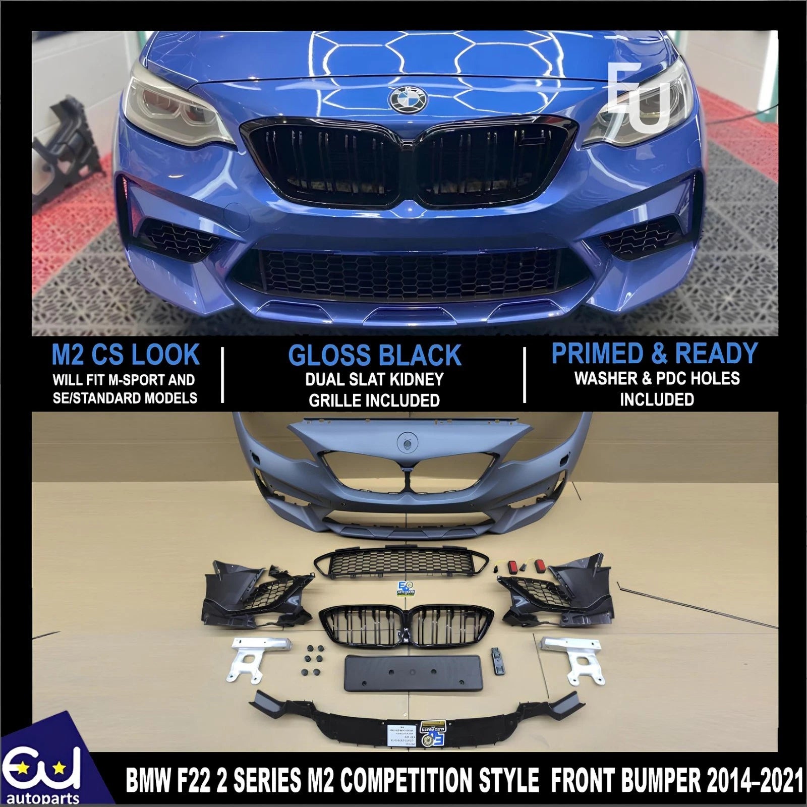 FOR BMW 2 SERIES F22 F23 FRONT BUMPER M2 COMPETITION STYLE BUMPER COMPLETE 14–21