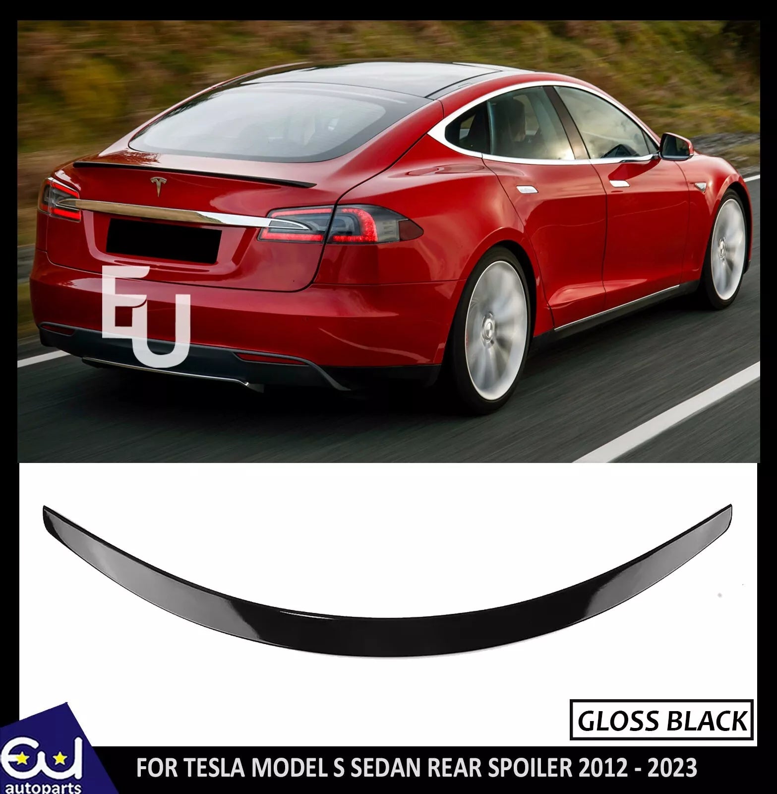 FOR TESLA MODEL S SEDAN 12-2023 GLOSS BLACK REAR TRUNK BOOT LIP SPOILER WING LIP