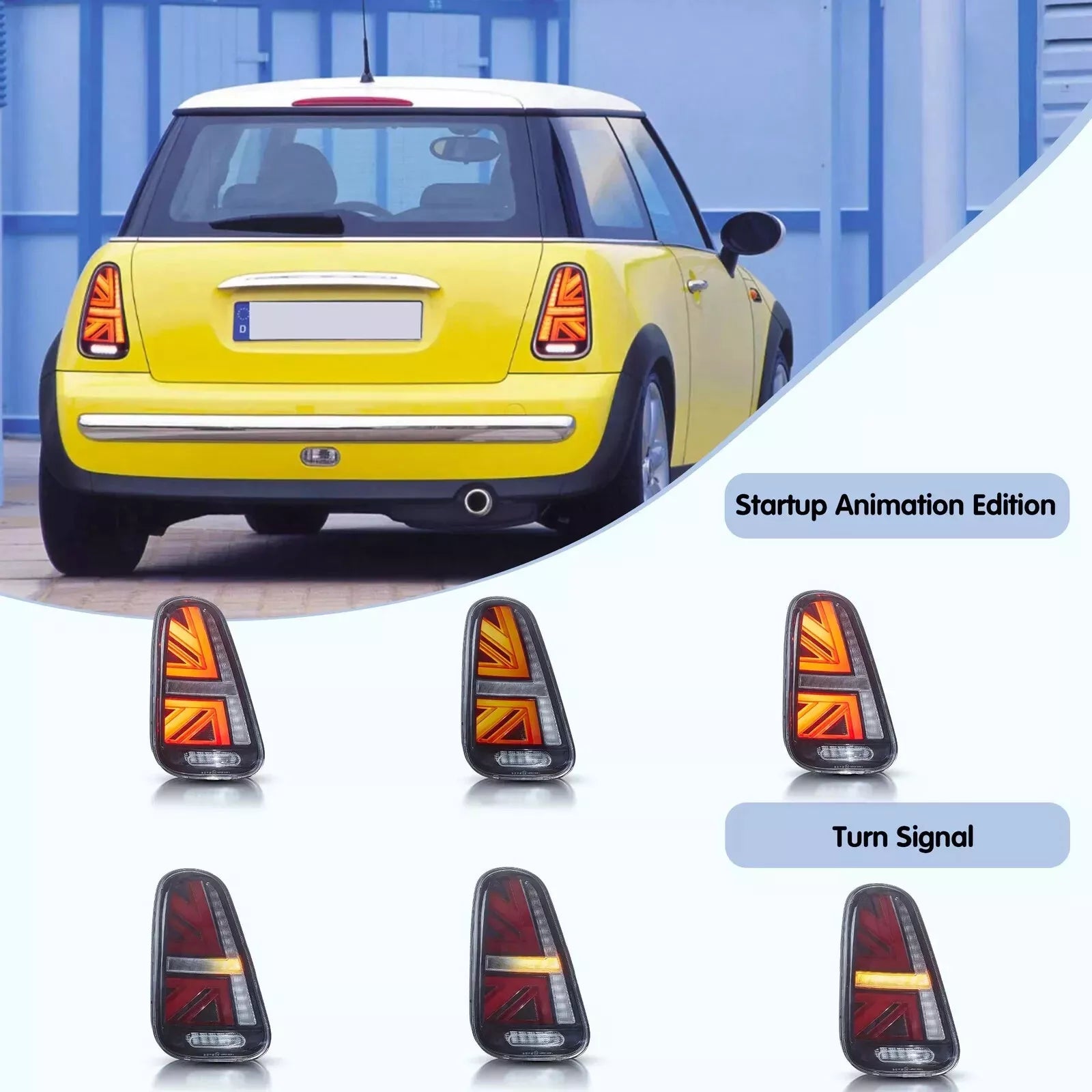 FOR MINI COOPER S R50 R52 R53 UNION JACK TAIL LIGHTS LAMP W/ANIMATION 2001-2006