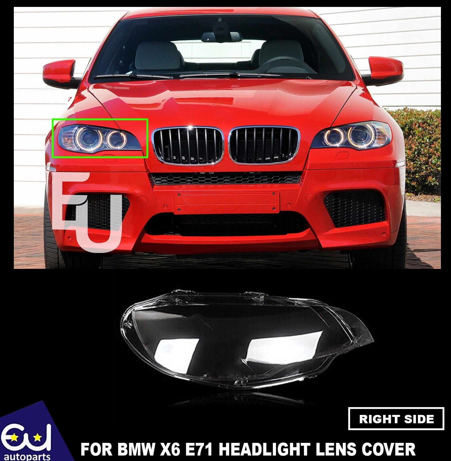RIGHT SIDE HEADLIGHT LENS COVER HEADLAMP SHELL LAMPSHADE FOR BMW E71 X6 06-2014