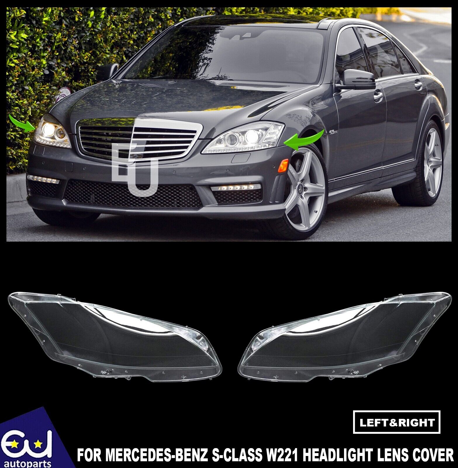 MERCEDES S-CLASS W221 S430 S450 S550 09-13 RIGHT LEFT HEADLIGHT HEADLAMP LENS