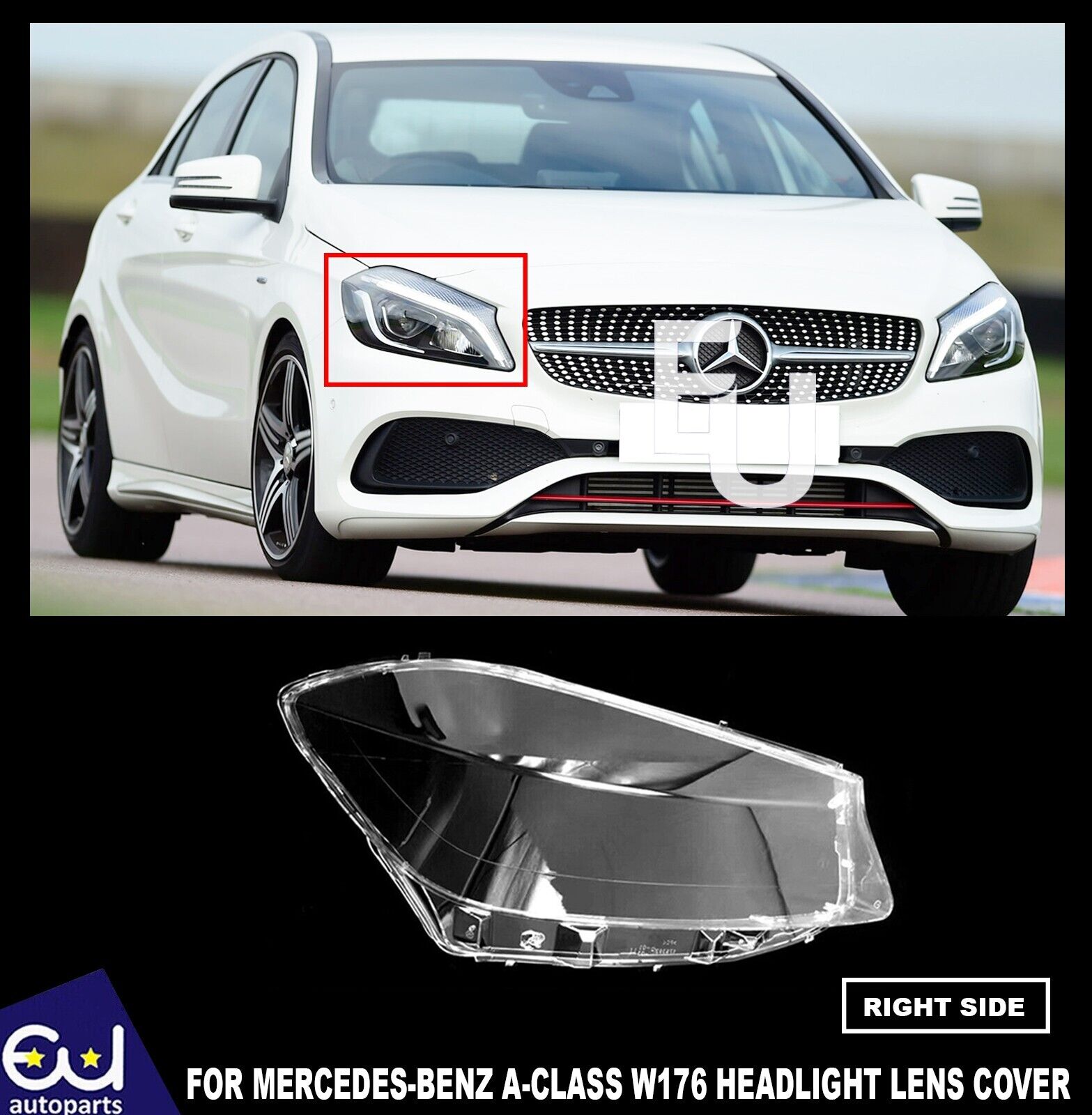 FOR MERCEDES BENZ A-CLASS W176 A180 A200 A260 12-15 RIGHT HEADLIGHT SHELL LENS