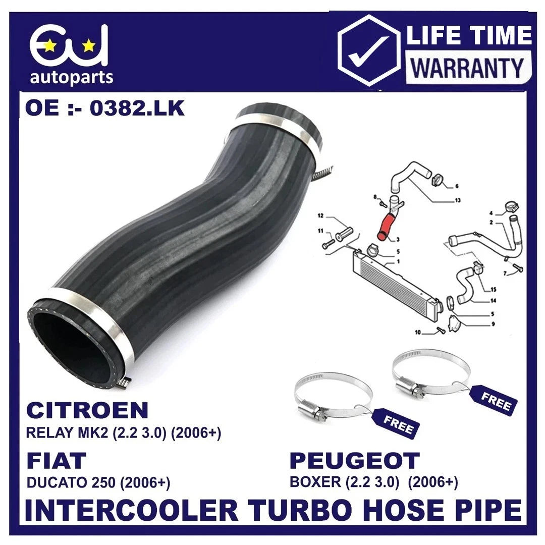 INTERCOOLER TURBO HOSE PIPE FOR PEUGEOT BOXER 2.2 3.0 HDI 1344787080 (2006+ ON)