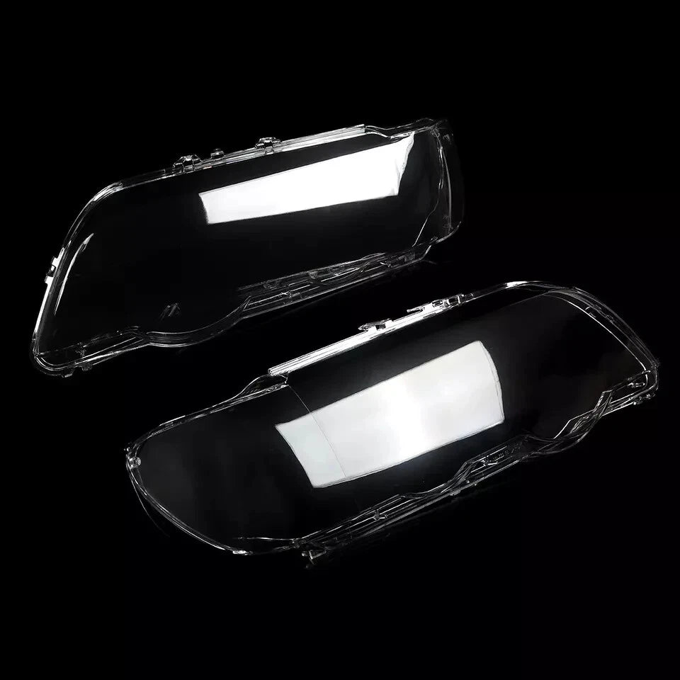 LEFT RIGHT HEADLIGHT HEADLAMP LENS COVER SHELL REPLACEMENT FOR BMW X5 E53 00-03