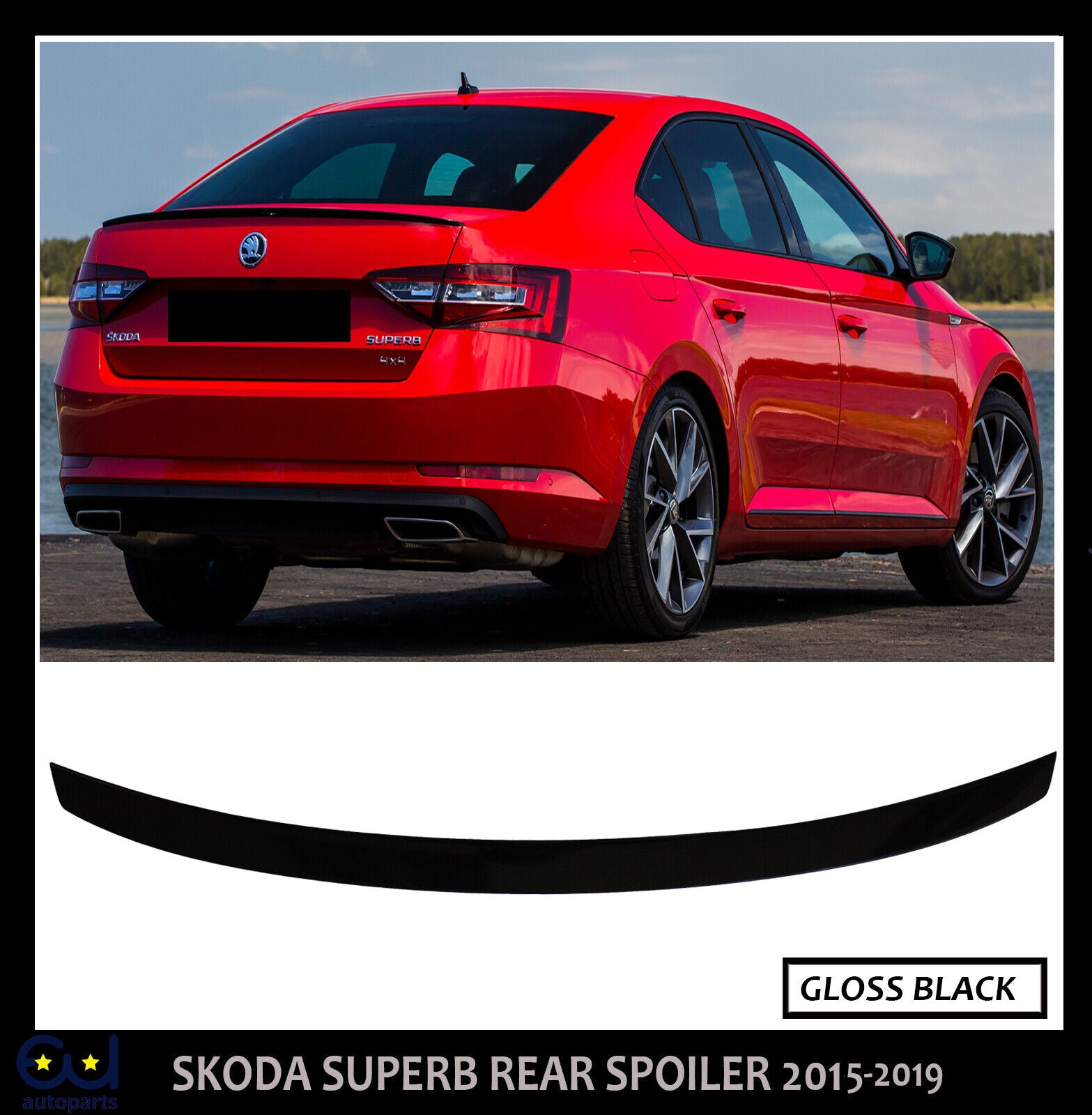 REAR BOOT SPOILER WING FOR SKODA SUPERB MK3 3V SPORTS STYLE 15-19 PRE-FACELIFT