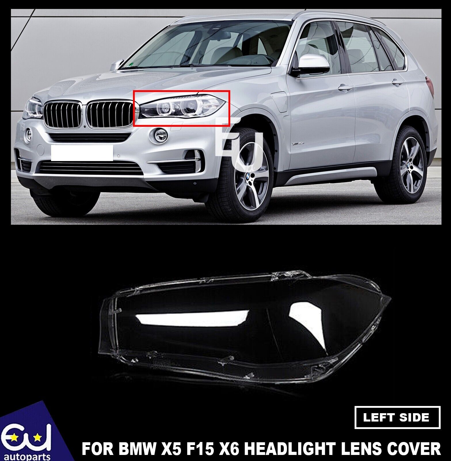 FOR BMW X5 X6 F15 F16 14-17 HEADLAMP HEADLIGHT LENS COVER LEFT SIDE T+MANUAL