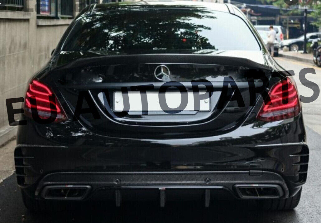 FOR MERCEDES-BENZ W205 14-20 BLACK EDITION REAR DIFFUSER+EXHAUST TIPS C63 STYLE