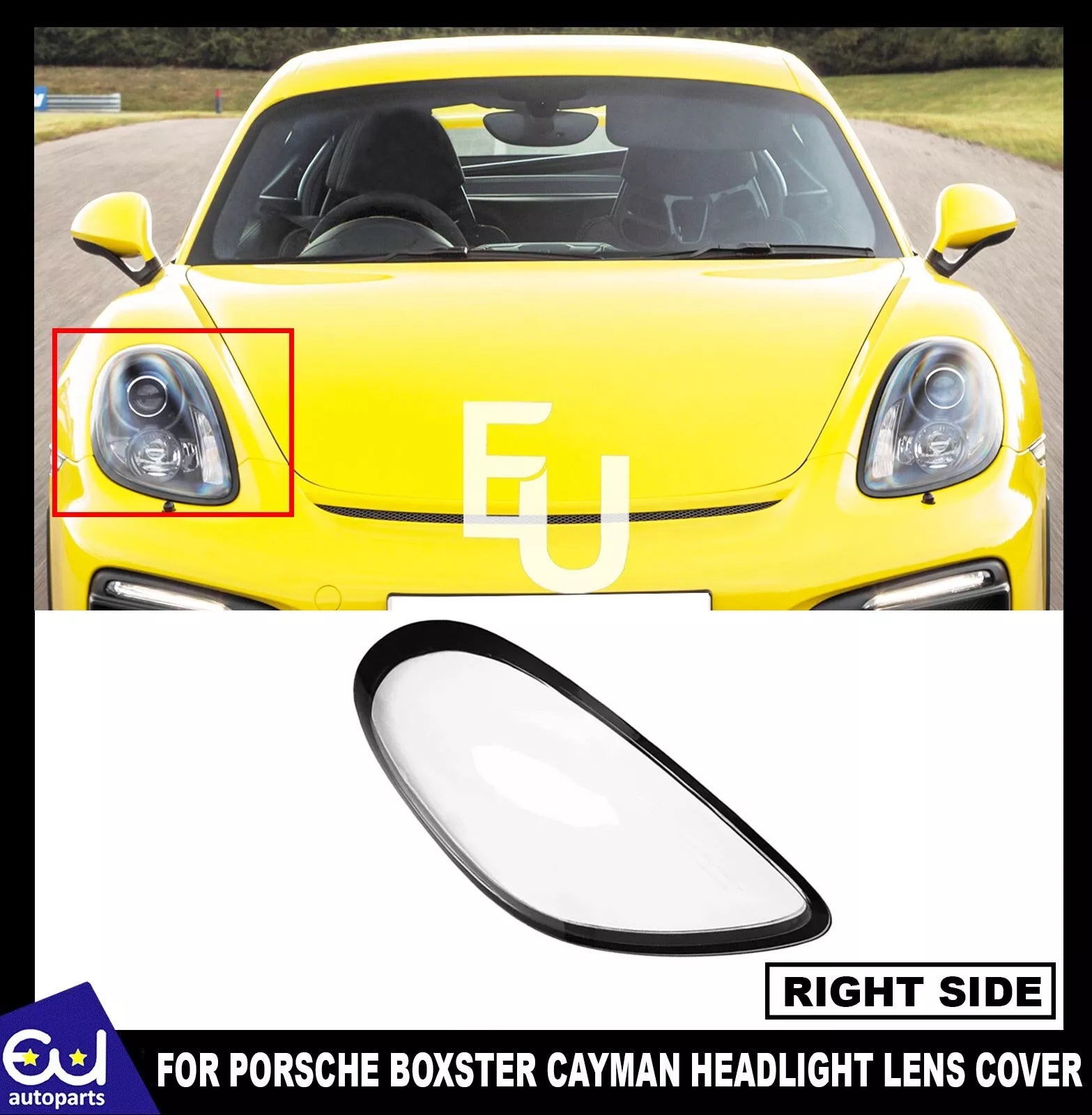 RIGHT DRIVER SIDE HEADLIGHT LENS COVER LAMP FOR PORSCHE BOXSTER CAYMAN 981 12-16