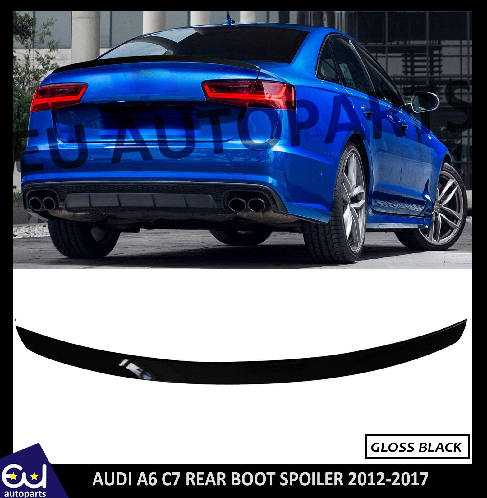 AUDI A6 C7 SALOON REAR BOOT TRUNK LIP SPOILER GLOSS BLACK 20122017 OE