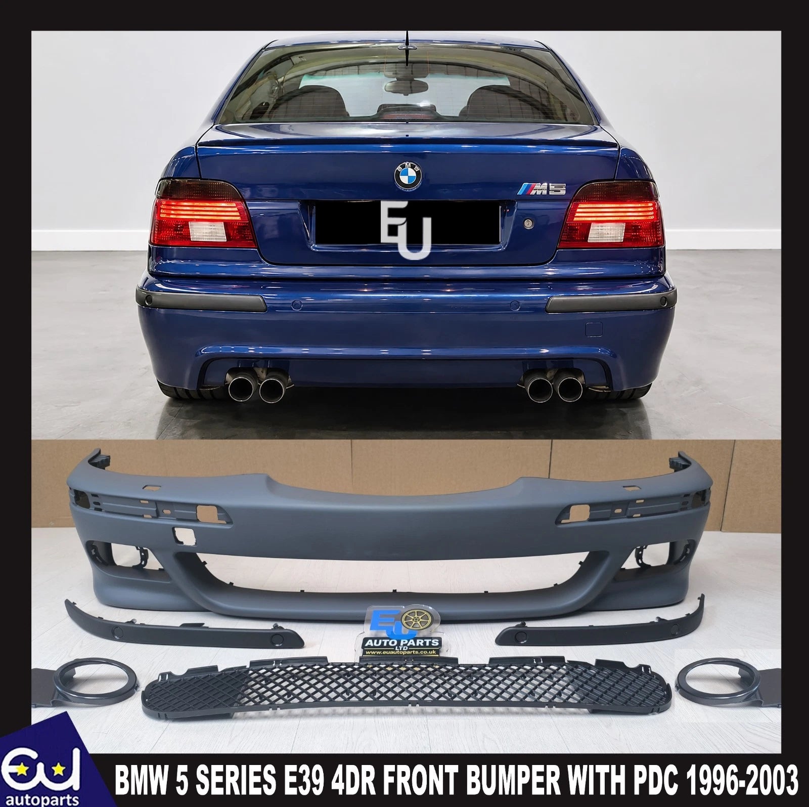 FOR BMW E39 4DR SALOON TOURING M5 SPORT STYLE FRONT BUMPER KIT WITH PDC HOLES
