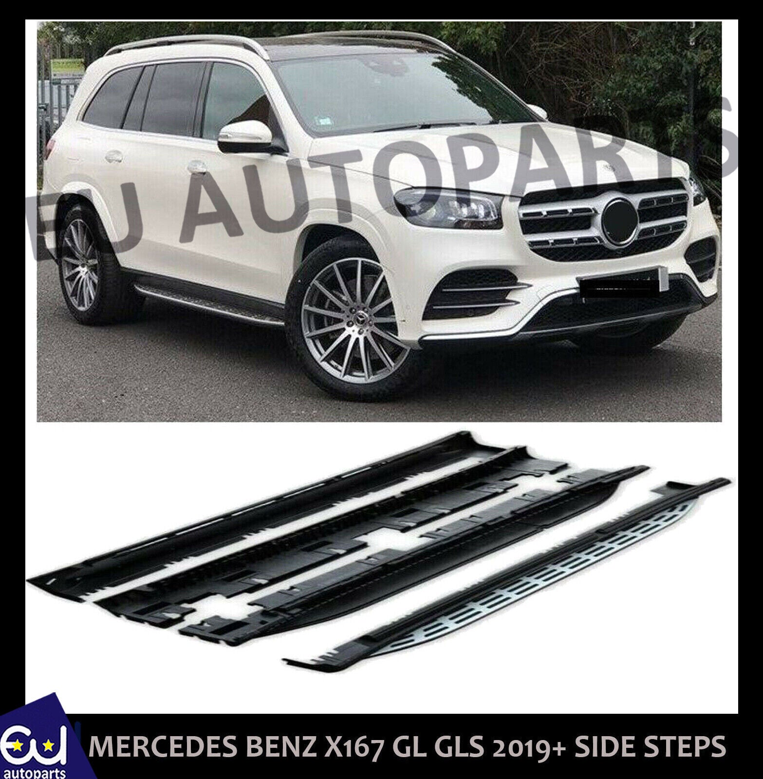 FOR MERCEDES BENZ X167 GL GLS SIDE STEP SKIRT RAIL GUARD BAR RUNNING BOARD 2019+