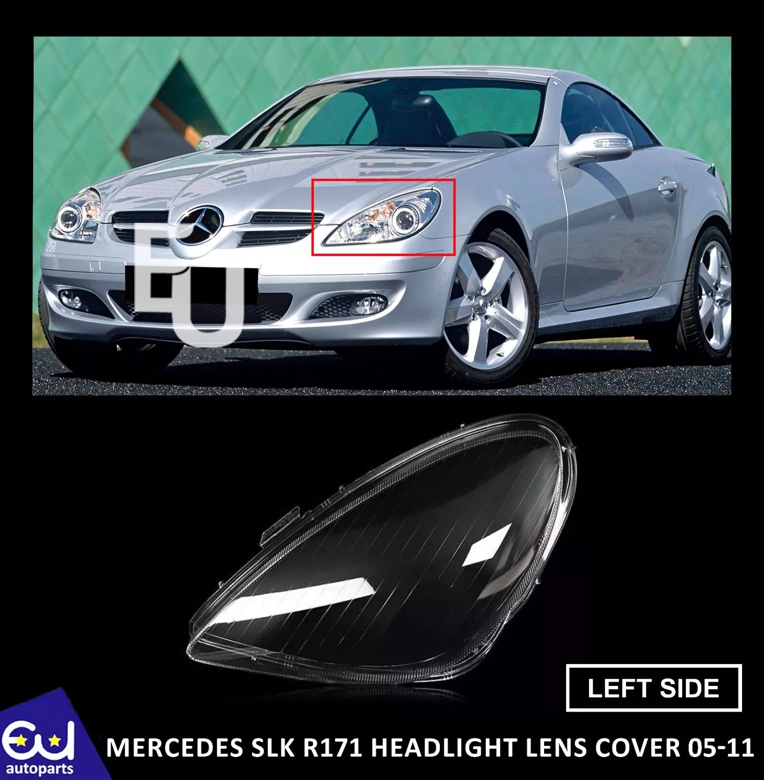 FOR MERCEDES SLK R171 LEFT PASSENGER SIDE HEADLIGHT LENS HEADLAMP COVER 2005-11
