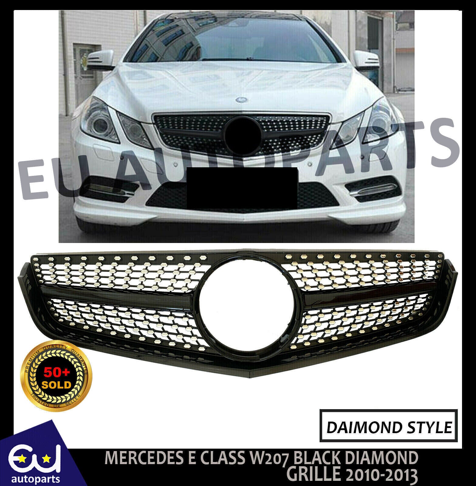 FOR MERCEDES W207 C207 09-13 E-CLASS COUPE CONVERTIBLE BLACK DIAMOND GRILLE