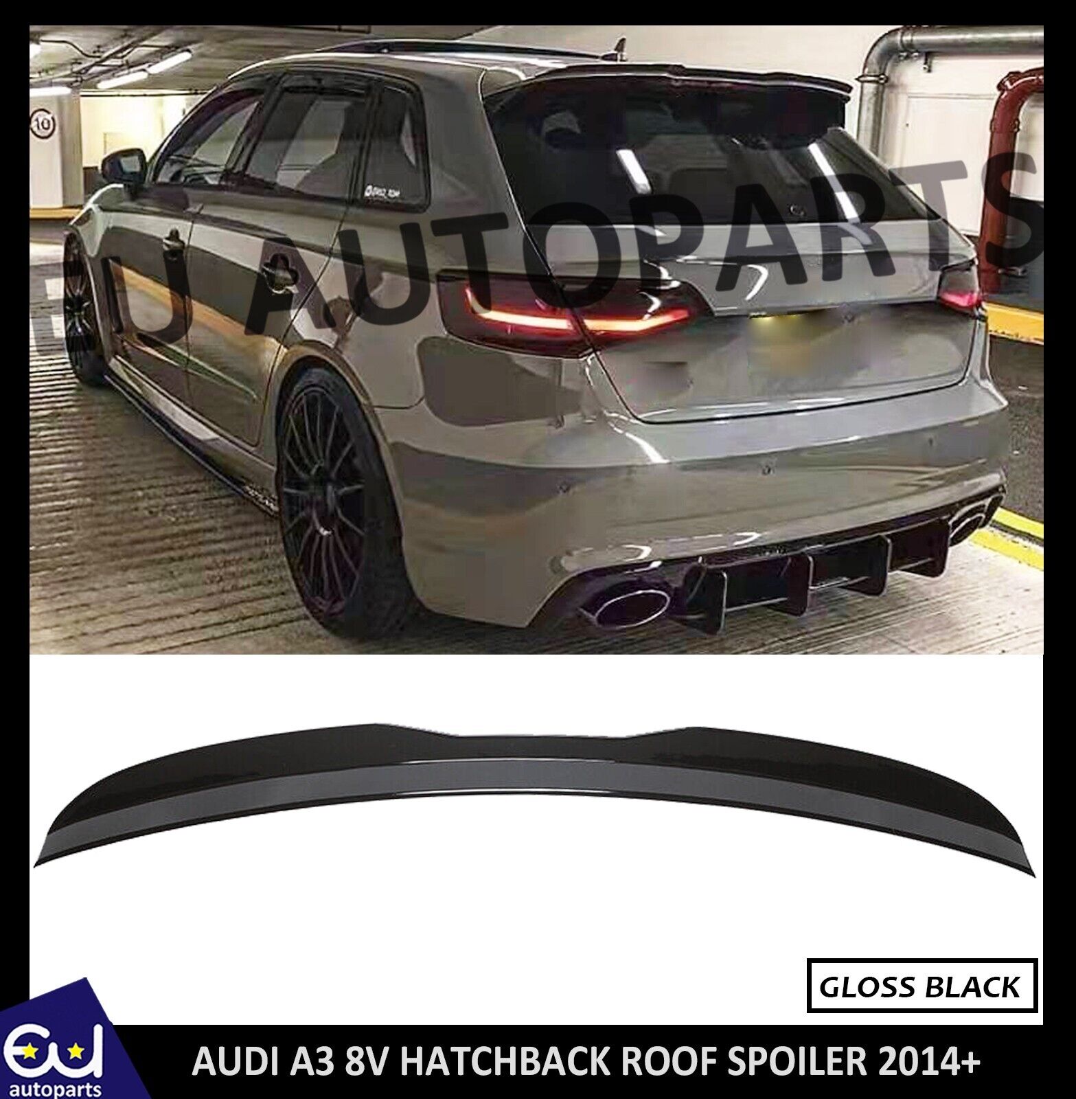 FOR AUDI A3 8V HATCHBACK 14+ SPORT LOOK REAR WING HOOD ROOF SPOILER SP