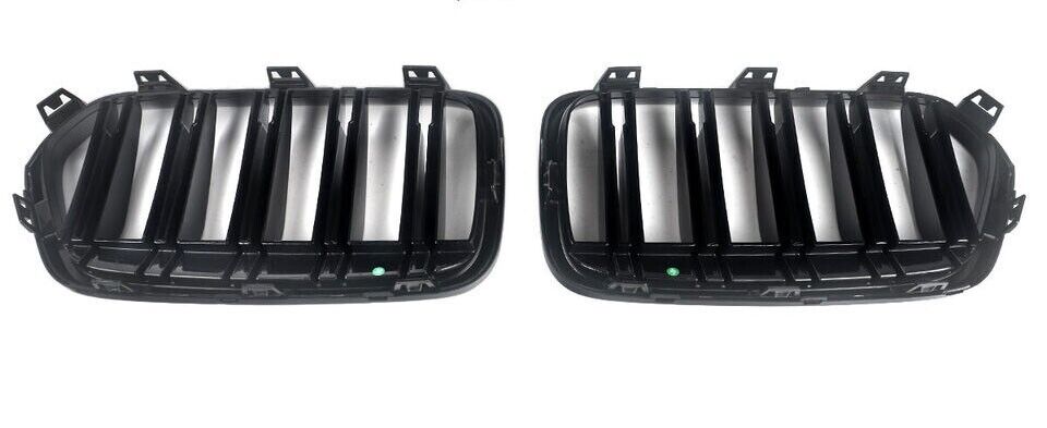 FOR BMW X2 SERIES F39 DOUBLE FRONT KIDNEY GRILLE GRILL GLOSS BLACK 2017-23