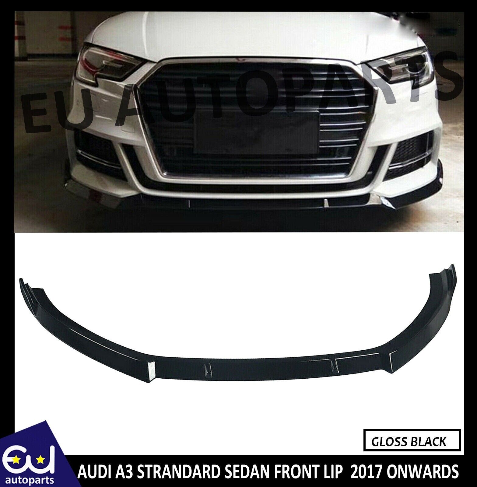 FOR AUDI A3 8V SE FRONT SPLITTER LIP DIFFUSER 2017+ STANDARD SALOON AB