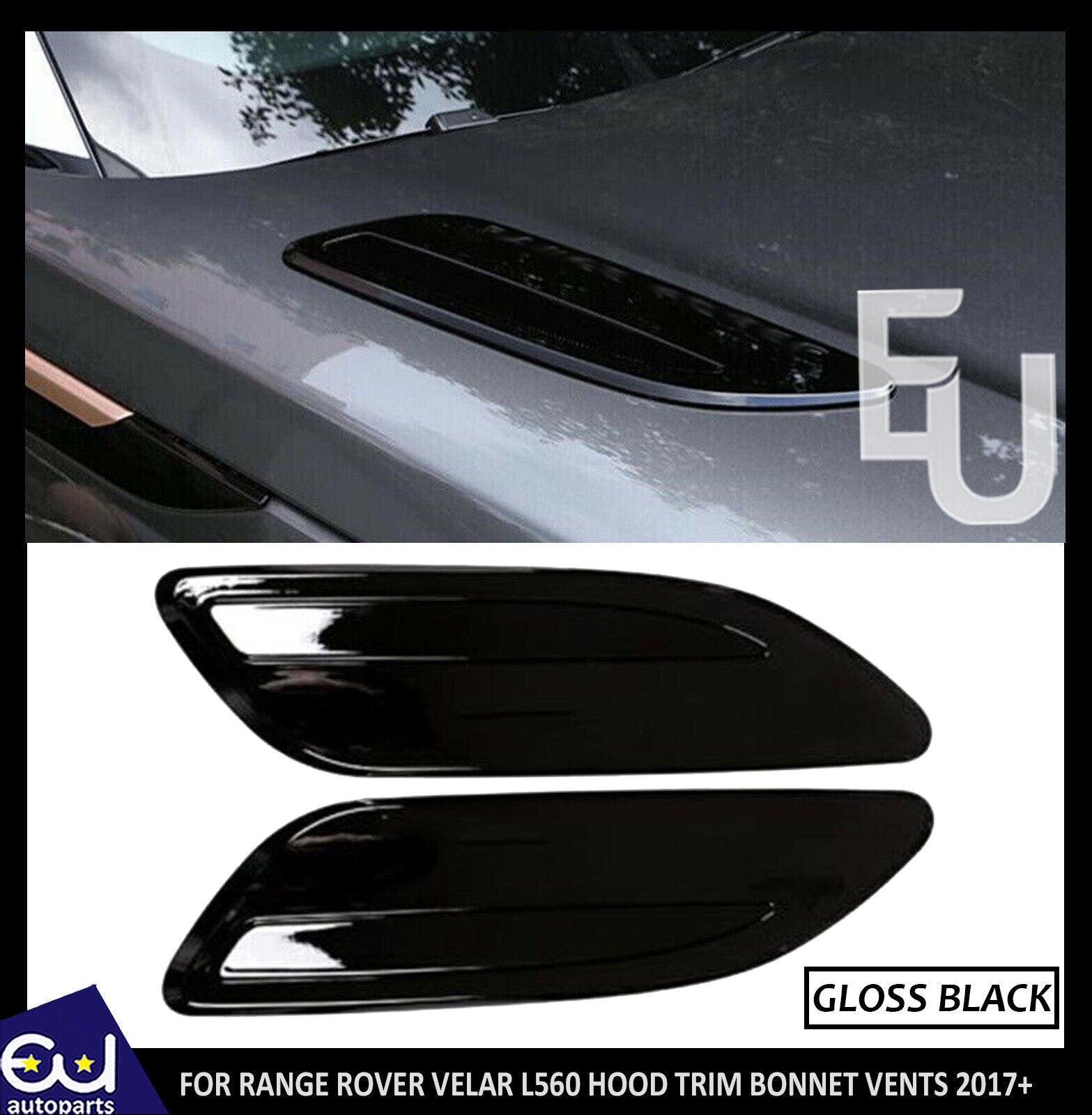 FOR RANGE ROVER VELAR HOOD TRIM BONNET VENTS DUMMY INTAKE IN ALL GLOSS