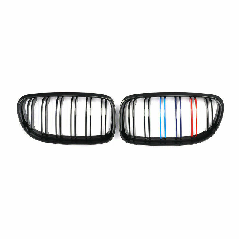 M COLOR BLACK TWIN BAR KIDNEY GRILLE GRILL FOR BMW 3 SERIES E90 E91 LCI 08-2011