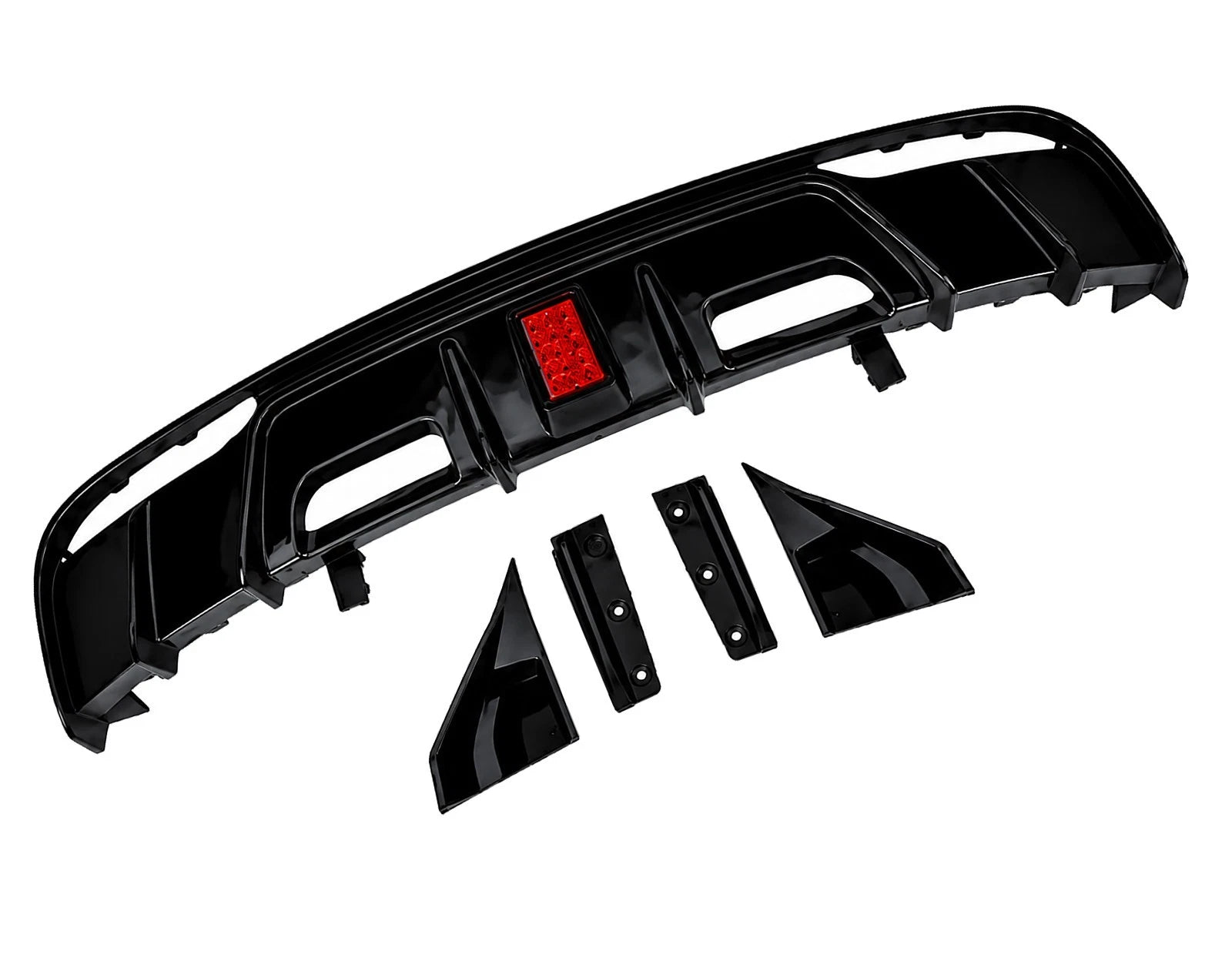 BRAGE DESIGN REAR BUMPER DIFFUSER WITH LED FOR TESLA MODEL 3 GLOSS BLK 2017-2023