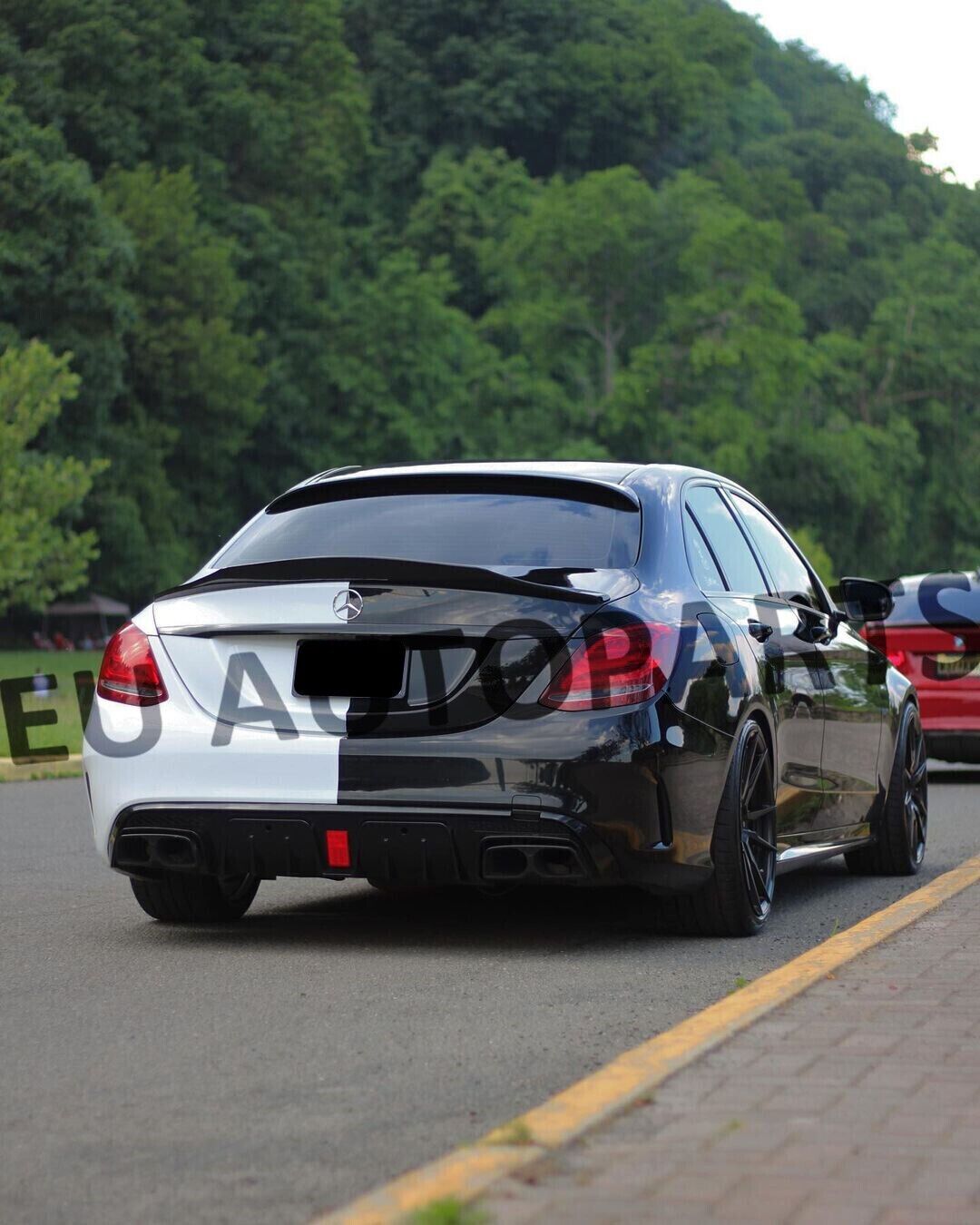 FOR MERCEDES C CLASS W205 RENNTECH PSM STYLE REAR BOOT SPOILER LIP CARBON LOOK