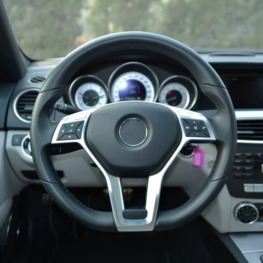 STEERING WHEEL TRIM COVER FOR MERCEDES C E CLASS W204 W212 W117 C63 E63 GLOSS