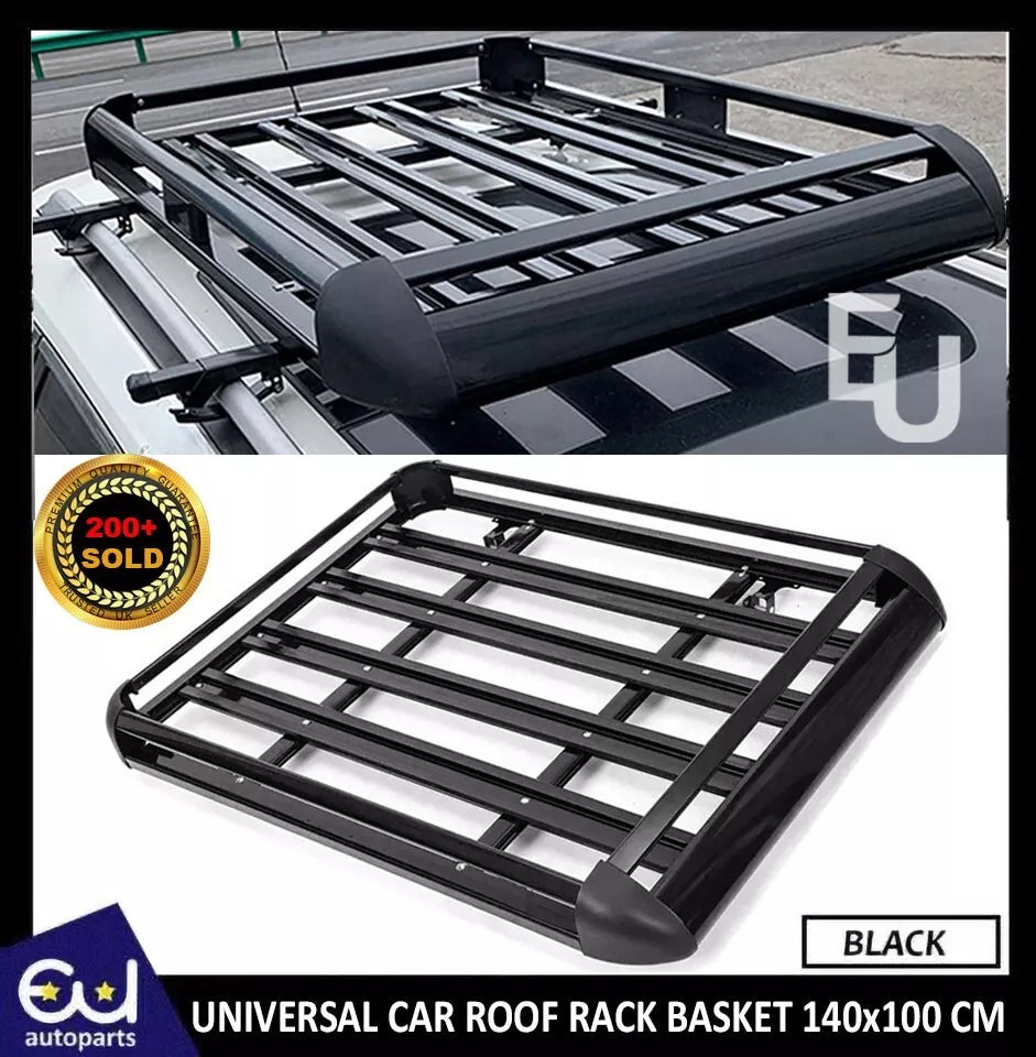 UNIVERSAL 1.4 M ROOF RACK BASKET CAGE STORAGE CARGO CARRIER HOLDER BLACK 140*100