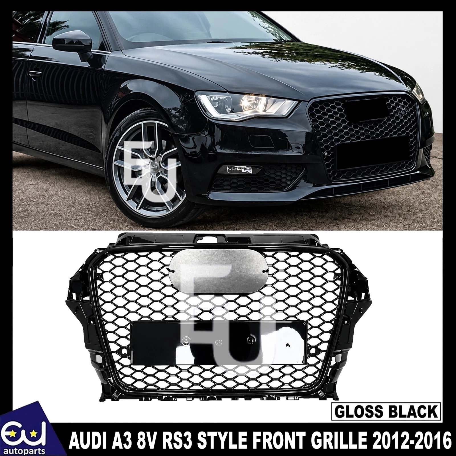 RS3 STYLE HONEYCOMB FRONT GRILLE FOR AUDI A3 8V PRE-FACELIFT GLOSS 2012-2016