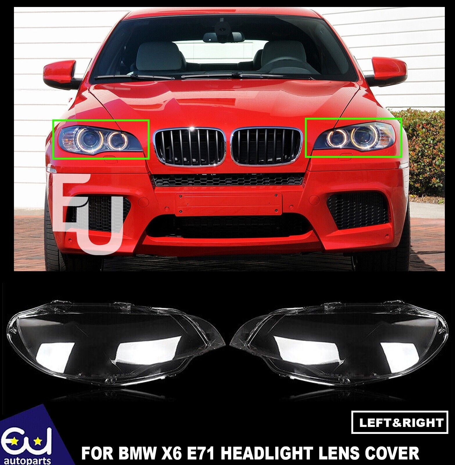 HEADLIGHT HEADLAMP CLEAR LENS COVER FOR BMW X6 E71 2006-14