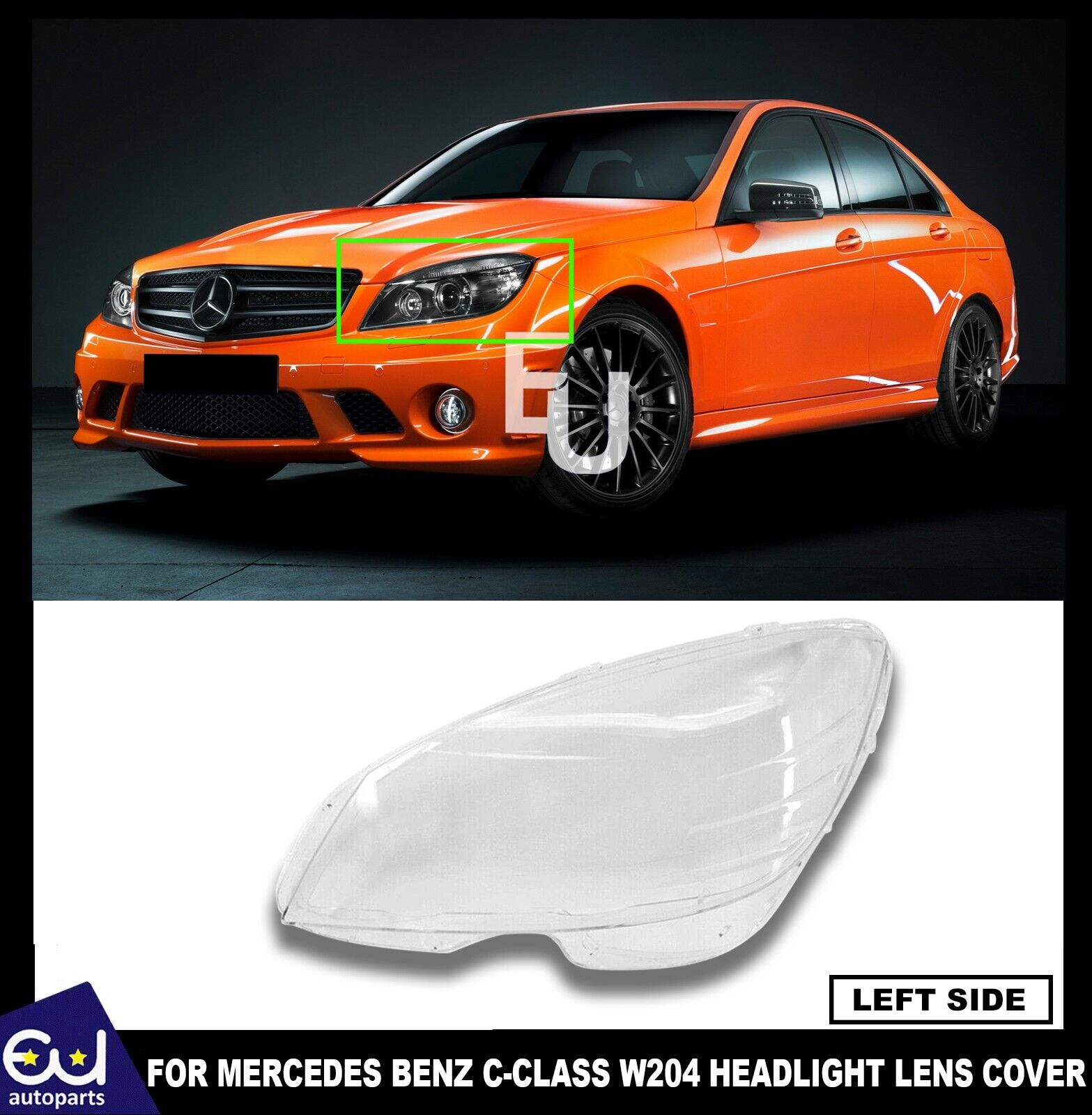 LEFT SIDE HEADLIGHT HEADLAMP LENS FOR MERCEDES C-CLASS W204 C200 C280 C300 08-11
