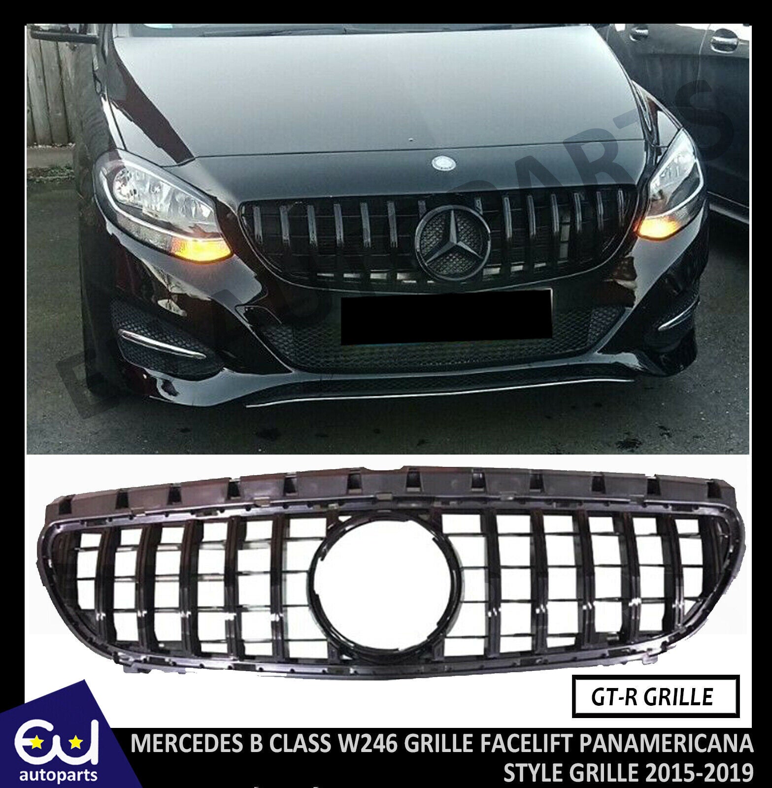 FOR MERCEDES B CLASS W246 GRILLE GRILL FACELIFT 15-19 GTR PANAMERICANA STYLE