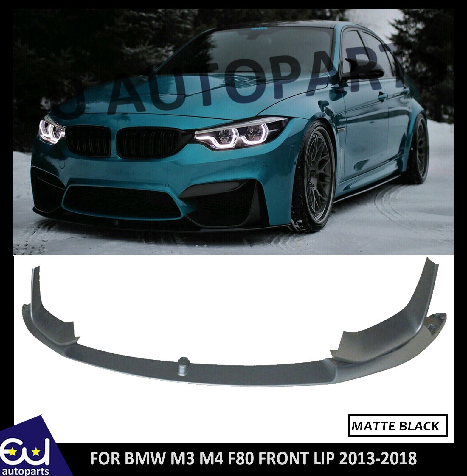 FOR BMW M3 M4 F80 F82 F83 FRONT LIP SPLITTER SPOILER  STYLE MATTE BLK