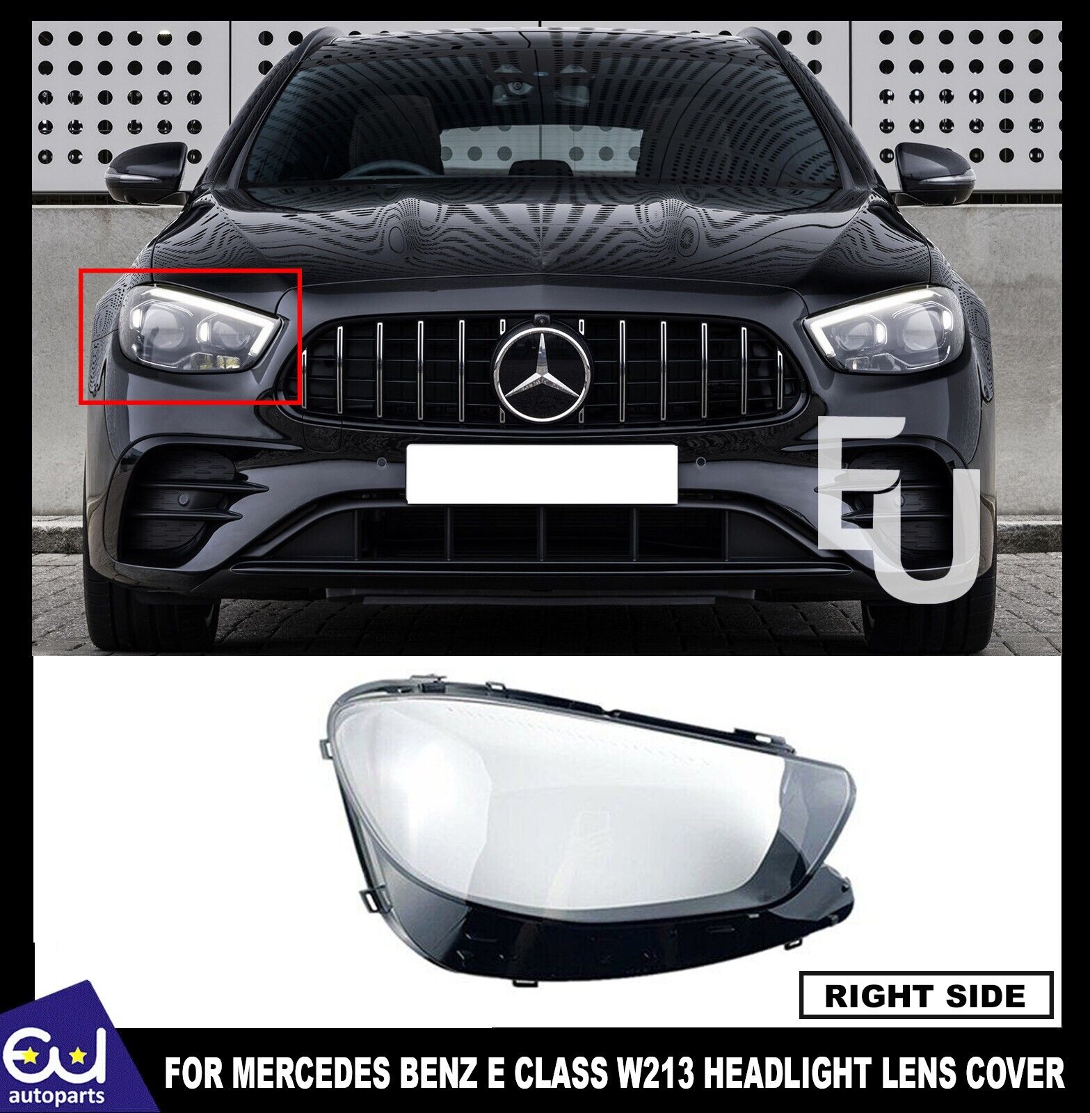 FOR MERCEDES-BENZ E-CLASS 2020+ W213 S213 HEADLIGHT HEADLAMP LENS RIGHT COVER