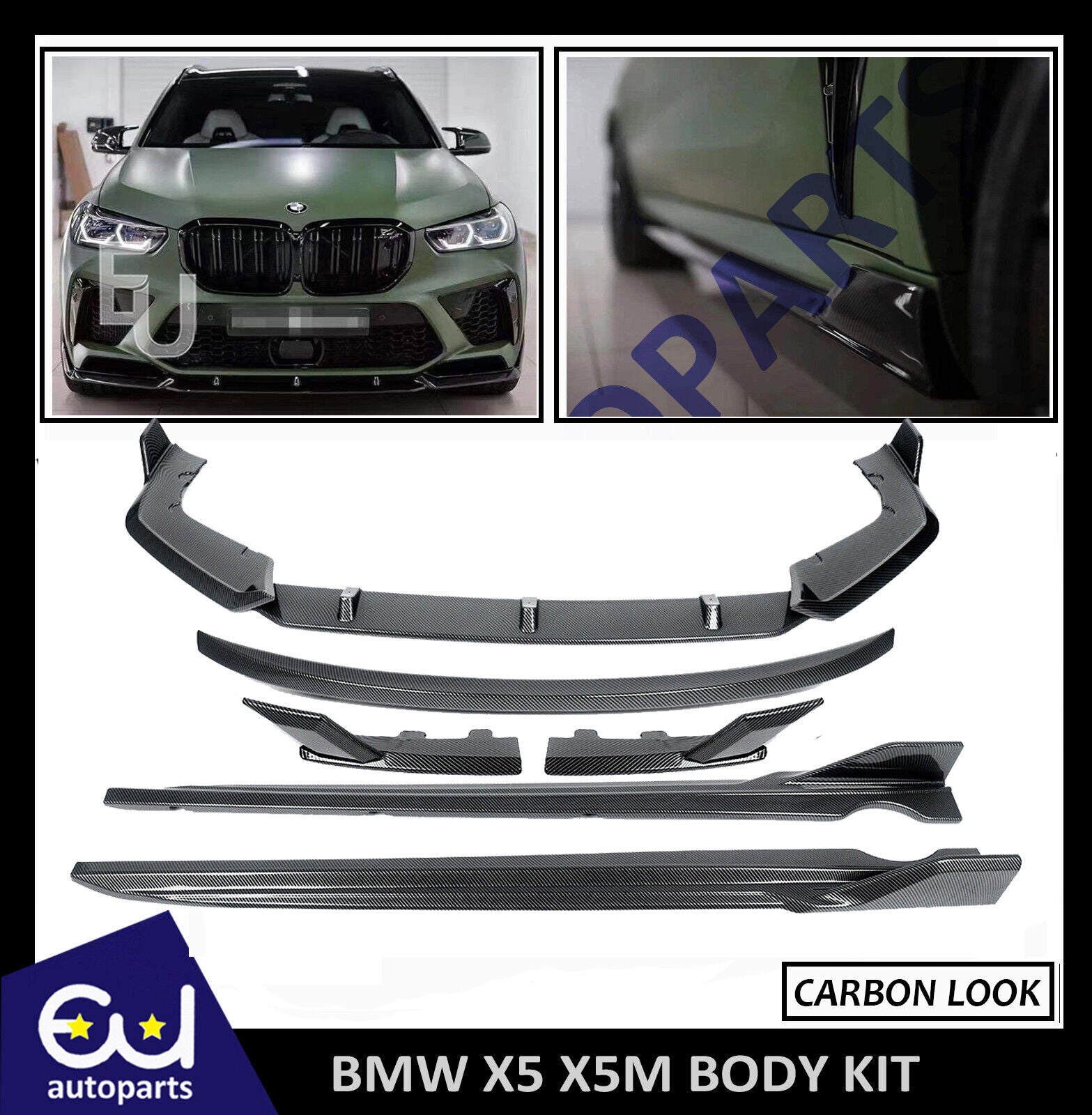 FOR BMW X5 X5M F95 M PERFORMANCE FRONT SPLITTER LIP DIFFUSER SIDE SKIRT BODYKIT