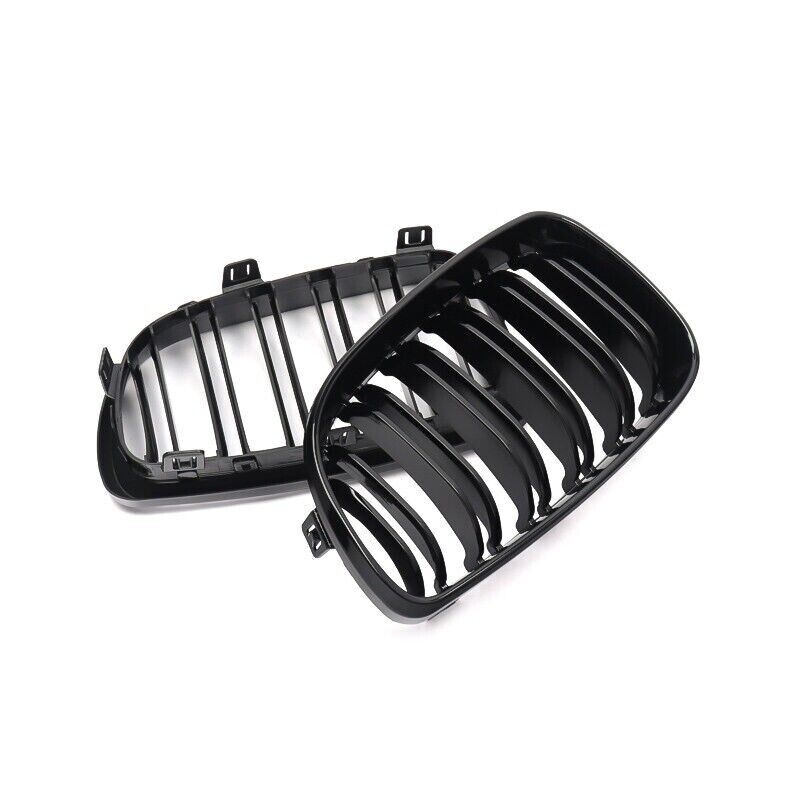 FOR BMW 1 SERIES E81 E82 E87 E88 KIDNEY GRILL GRILLE GLOSS BLACK DUAL SLAT 07-11