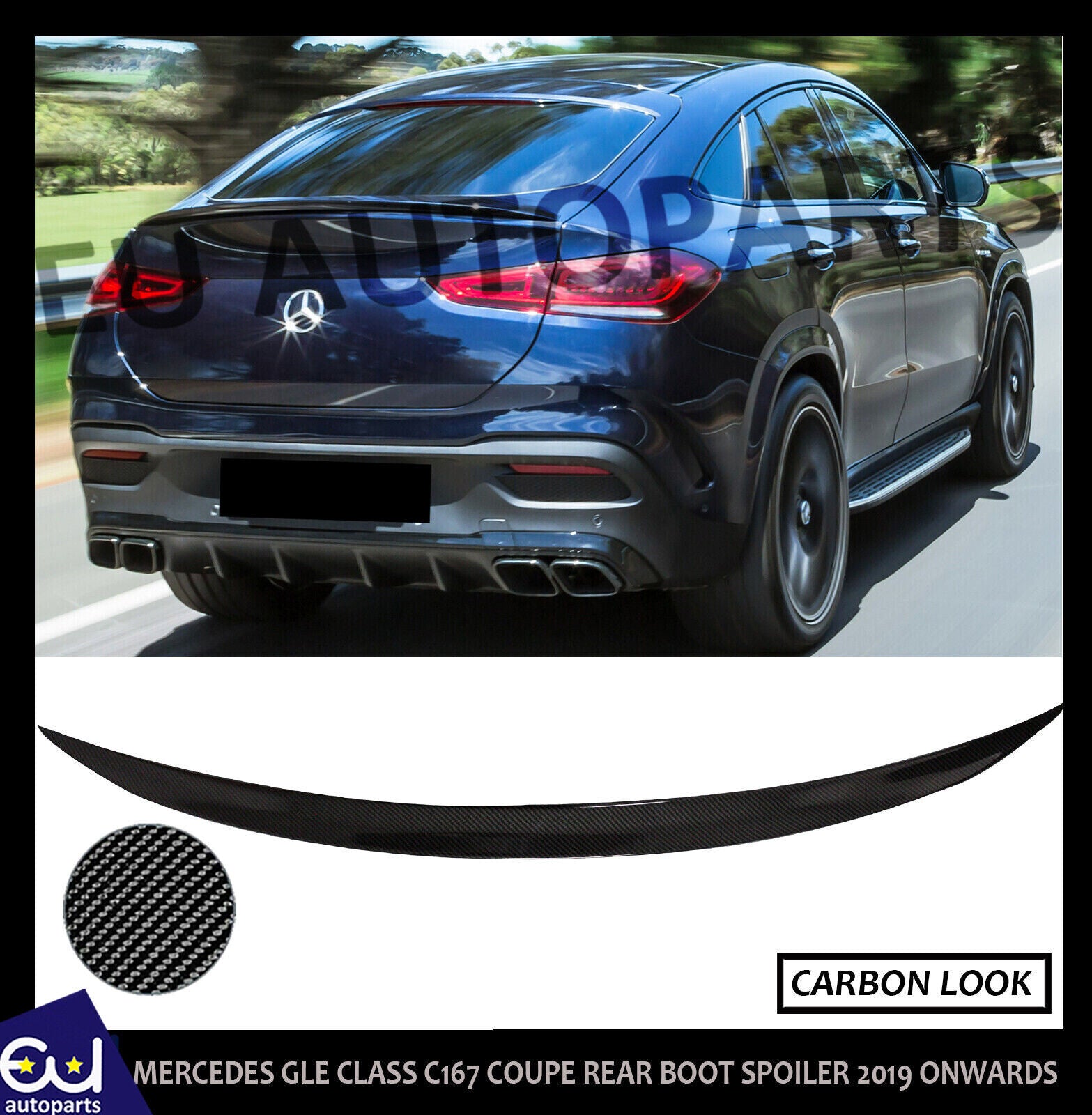 FOR MERCEDES GLE CLASS C167 COUPE REAR BOOT SPOILER TRUNK LIP CARBON LOOK 2019+