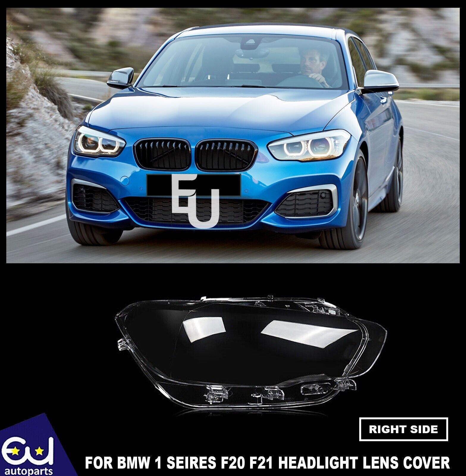 FOR BMW 1 SERIES F20 F21 15-19 LCI RIGHT DRIVER SIDE HEADLIGHT COVER LENS CLEAR