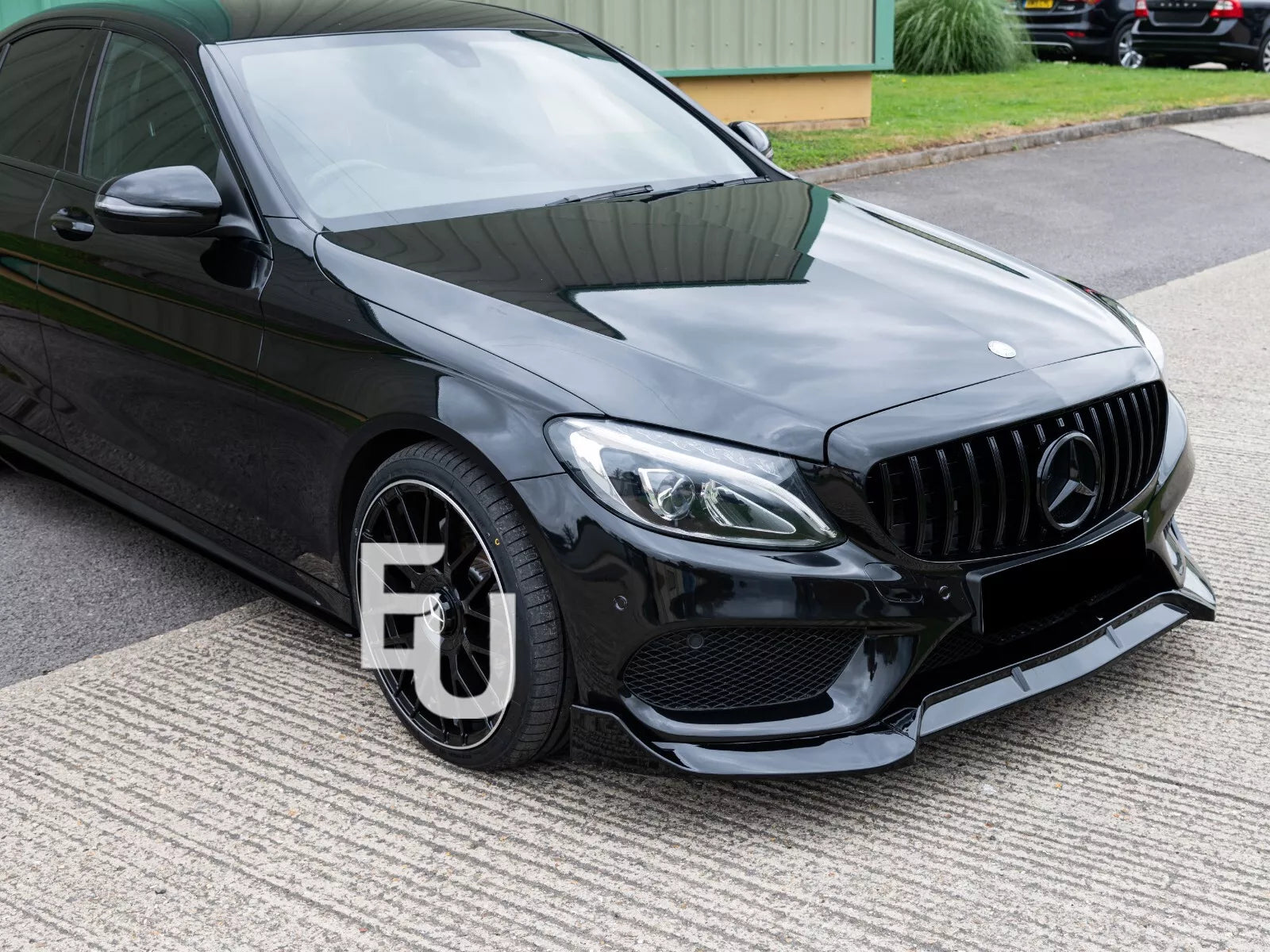 GLOSS BLACK FRONT LIP SPLITTER SPOILER FOR MERCEDES C CLASS W205 C205 AMG 2014+