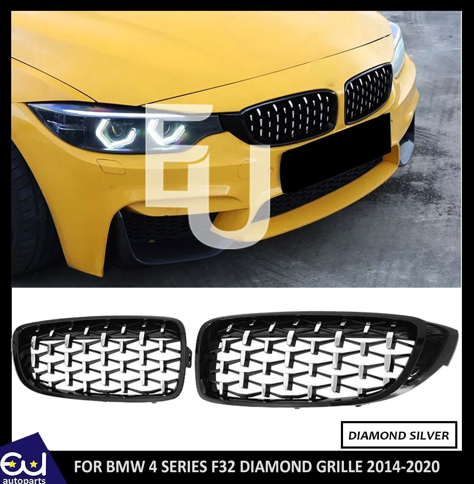 FRONT GRILLE GRILL DIAMOND STYLE CHROME FOR BMW 4 SERIES F32 F36 F33 F82 F83