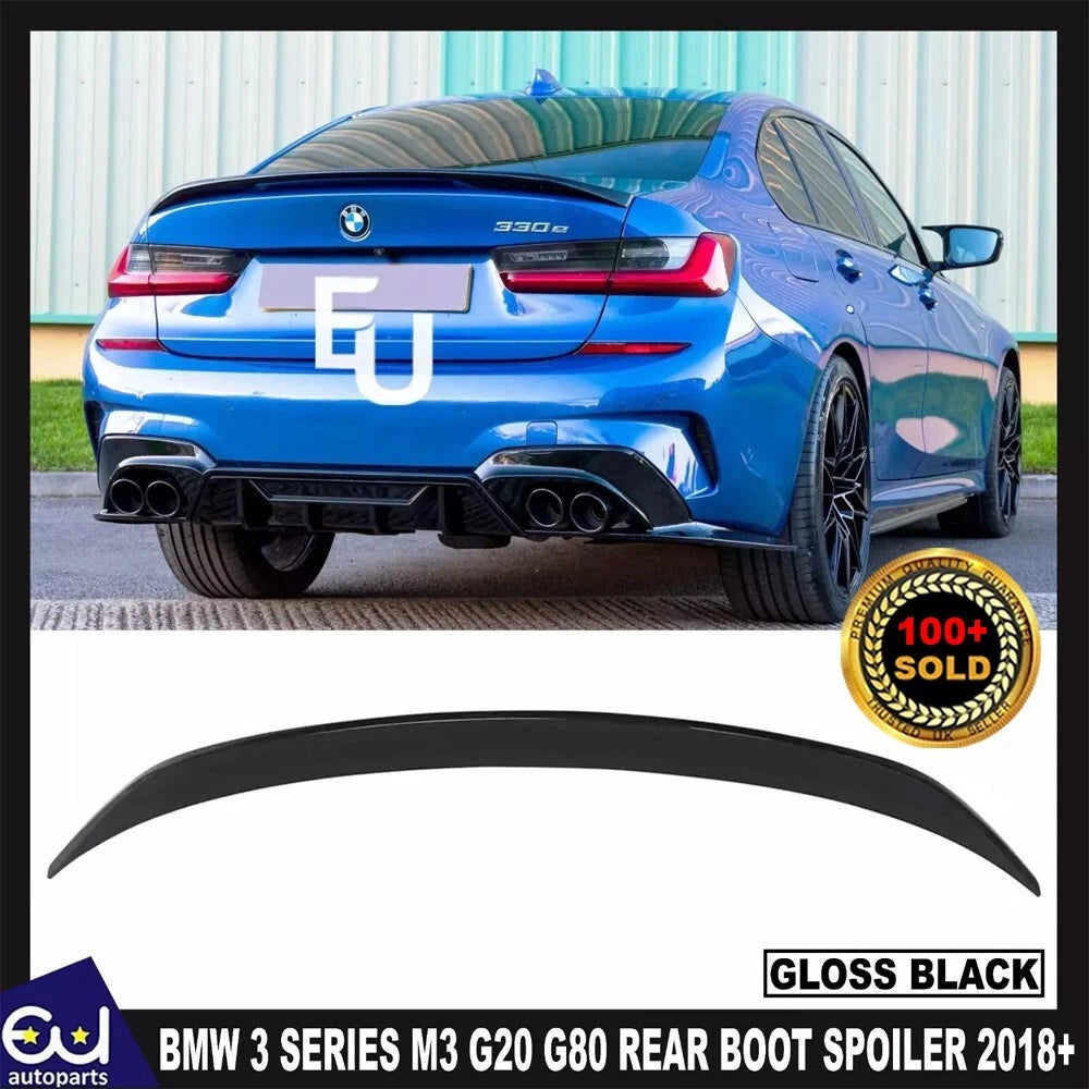REAR BOOT SPOILER LIP WING BODY KIT FOR BMW 3 SERIES M3 G20 G80 18+ GLOSS BLACK