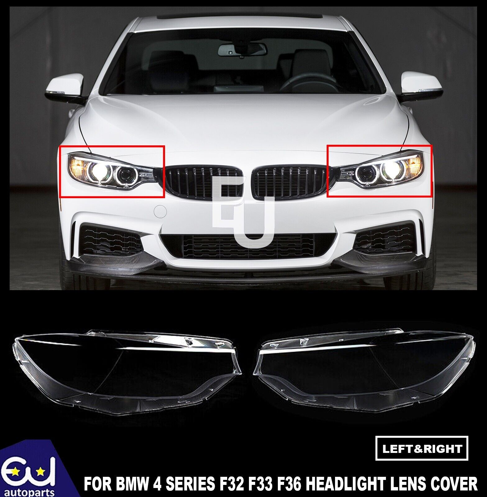 LEFT RIGHT FOR BMW 4 SERIES F32 F33 F36 HEADLIGHT HEADLAMP LENS COVER 2014-2017