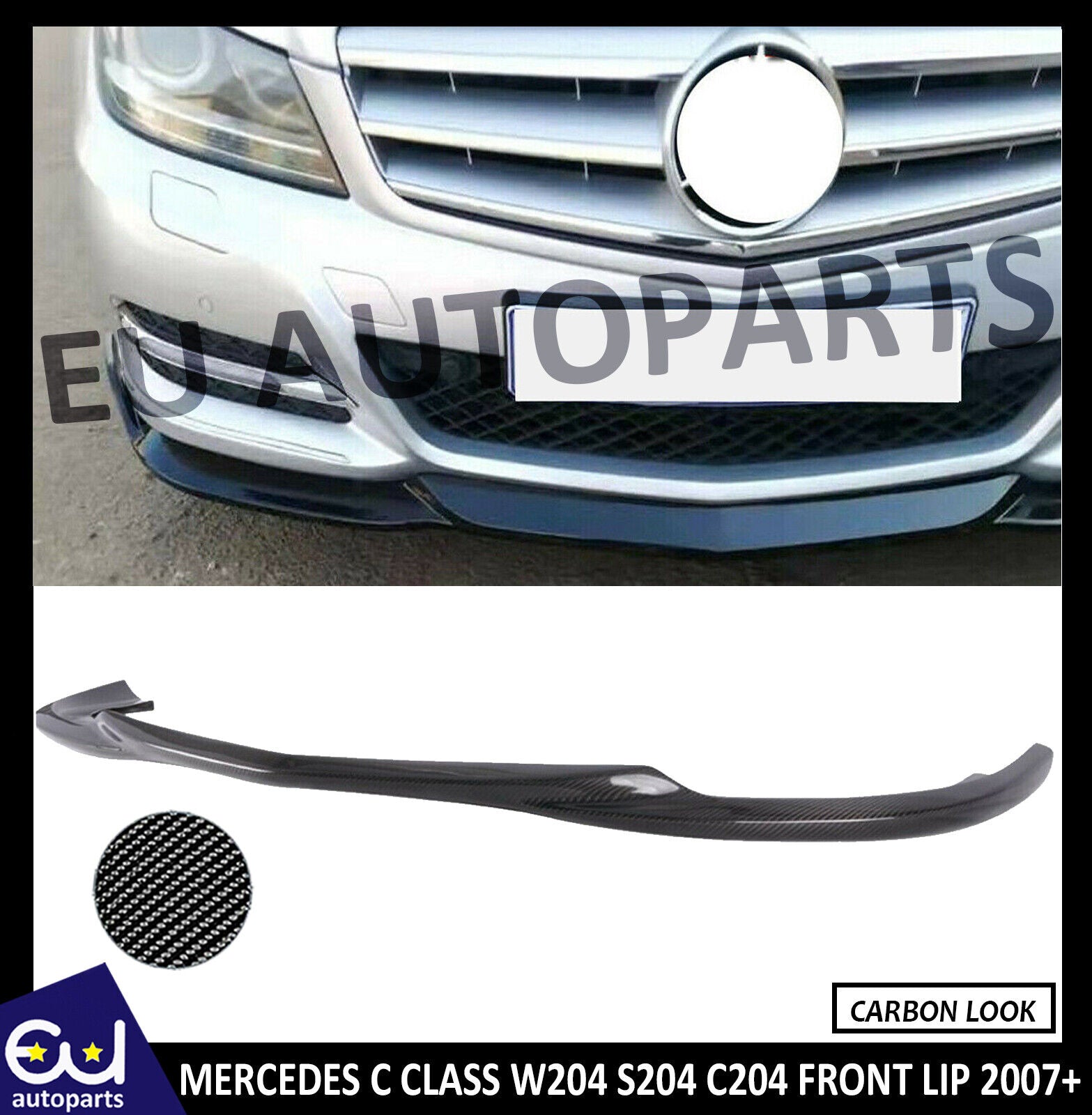 FOR MERCEDES C CLASS S204 W204 C204 AMG STYLE CARBON FIBRE FRONT LIP SPLITTER